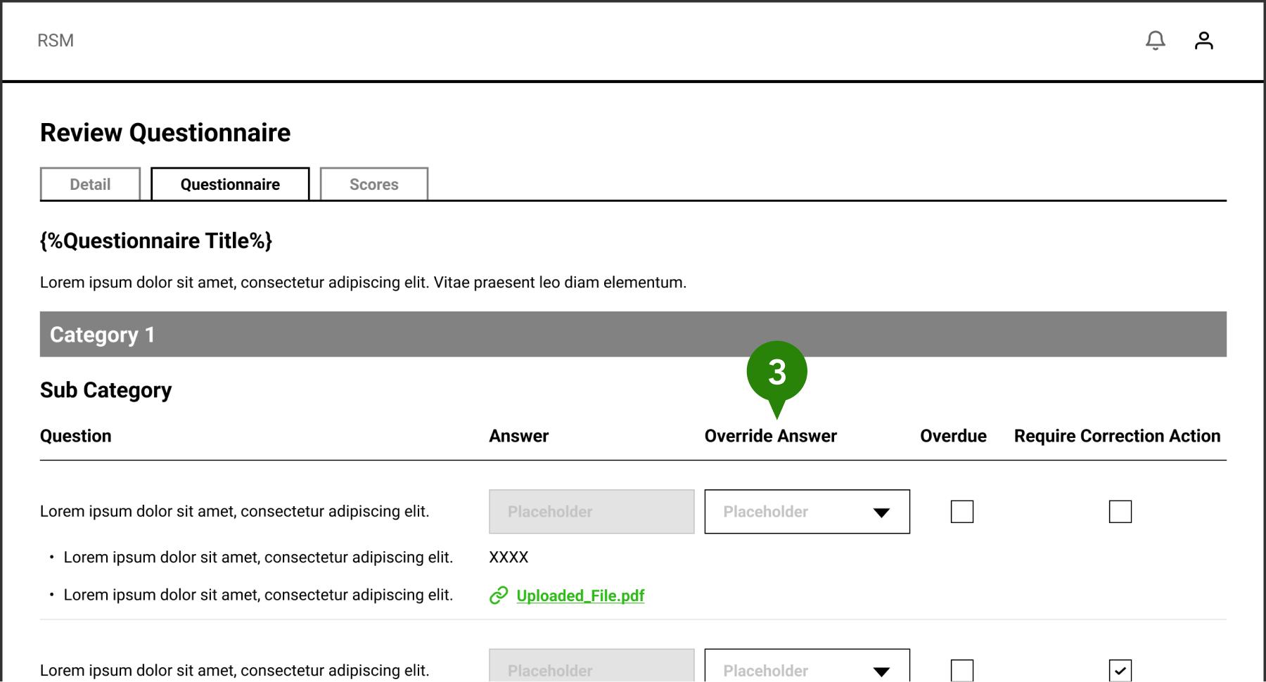 Review response questionnaire