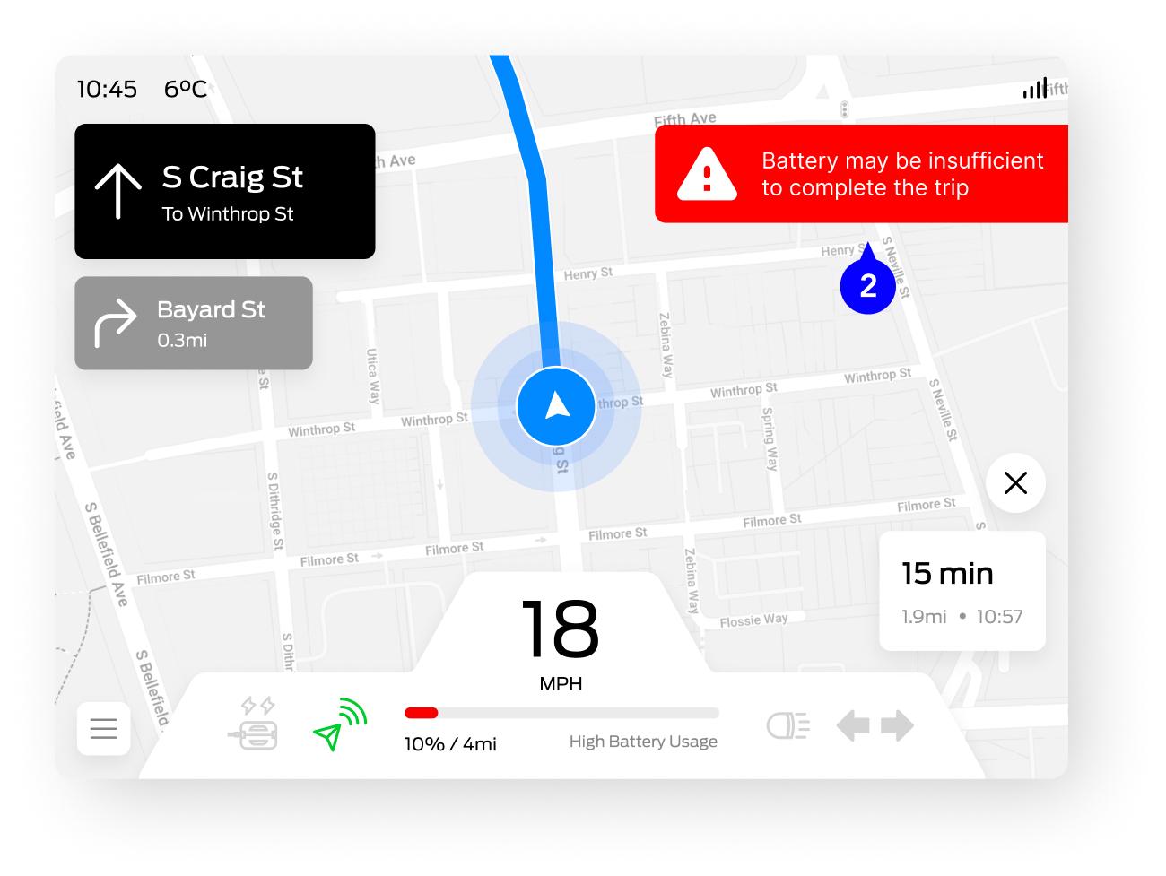 Warn user of insufficient battery if change settings during trip